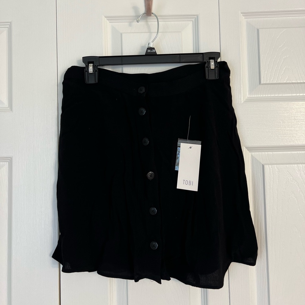 Tobi Black Button Mini Skirt